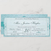 Sweet Sixteen Damask Ticket Invitation Kaart (Voorkant / Achterkant)