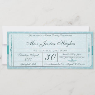 Sweet Sixteen Damask Ticket Invitation Kaart