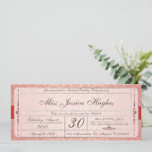 Sweet Sixteen Damask Ticket Invitation Kaart (Staand voorkant)