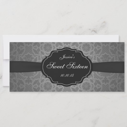 Sweet Sixteen Damask Ticket Invitation Kaart (Achterkant)