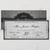 Sweet Sixteen Damask Ticket Invitation Kaart (Voorkant / Achterkant)