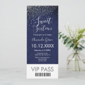 Sweet Sixteen Denim Diamonds Gem Ticket Kaart (Staand voorkant)