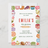 Sweet Sixteen Dessert Thema Party Uitnodiging (Voorkant)