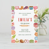 Sweet Sixteen Dessert Thema Party Uitnodiging (Staand voorkant)