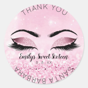 Sweet Sixteen Diamond roze roze ogen Glitter Ronde Sticker