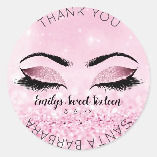 Sweet Sixteen Diamond roze roze ogen Glitter Ronde Sticker (Voorkant)