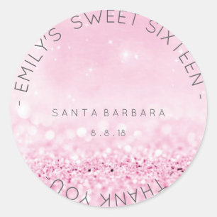 Sweet Sixteen Diamond Roze Roze Sparkly Glitter Ronde Sticker