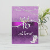 Sweet Sixteen Diamonds Crown High Heels Paars Kaart (Staand voorkant)