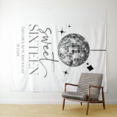 Sweet Sixteen Disco Ball 16e verjaardagsfeestje Wandkleed (In Situ (horizontaal))