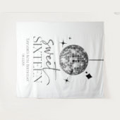 Sweet Sixteen Disco Ball 16e verjaardagsfeestje Wandkleed (Voorkant (horizontaal))