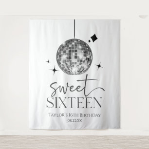 Sweet Sixteen Disco Ball 16e verjaardagsfeestje Wandkleed