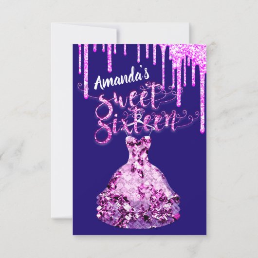 Sweet Sixteen dress glitter Drip Pink Drivers Blau Kaart (Achterkant)
