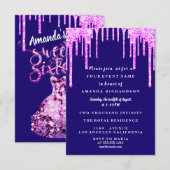 Sweet Sixteen dress glitter Drip Pink Drivers Blau Kaart (Voorkant / Achterkant)