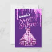 Sweet Sixteen dress glitter Drip Pink Drivers Paar Kaart (Achterkant)
