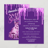 Sweet Sixteen dress glitter Drip Pink Drivers Paar Kaart (Voorkant / Achterkant)