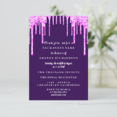 Sweet Sixteen Dress Glitter Drip Pink Drivers Plum Kaart (Staand voorkant)