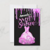 Sweet Sixteen Dress Glitter Drip Pink Drivers zwar Kaart (Achterkant)