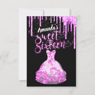 Sweet Sixteen Dress Glitter Drip Pink Drivers zwar Kaart