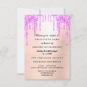 Sweet Sixteen Dress Glitter Drip Roze Drips Poeder Kaart (Voorkant)