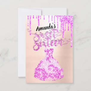 Sweet Sixteen Dress Glitter Drip Roze Drips Poeder Kaart