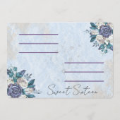 Sweet Sixteen Dusty Blue Bloemen uitnodiging (Achterkant)