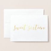 Sweet Sixteen eenvoudige kalligrafie Gold Folie Kaarten (Voorkant met envelop)