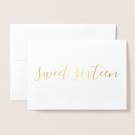 Sweet Sixteen eenvoudige kalligrafie Gold Folie Kaarten (Voorkant met envelop)