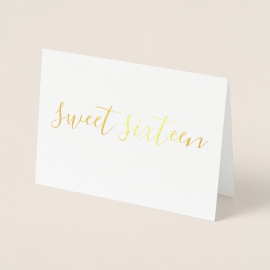 Sweet Sixteen eenvoudige kalligrafie Gold Folie Kaarten (Voorkant)