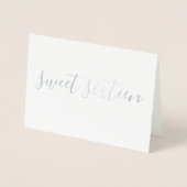 Sweet Sixteen eenvoudige kalligrafie Silver Folie Kaarten (Voorkant)