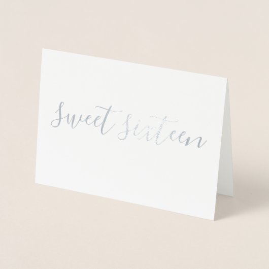 Sweet Sixteen eenvoudige kalligrafie Silver Folie Kaarten (Voorkant)