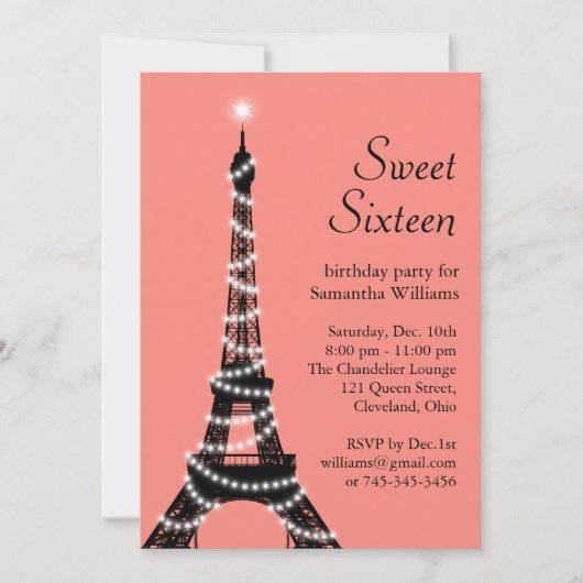 Sweet Sixteen Eiffeltoren Kaart (Voorkant)