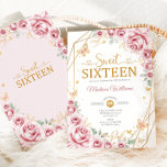 Sweet Sixteen Elegant Chic Pink Roses Gold Kaart<br><div class="desc">Roze,  goud en wit Sweet Sixteen-uitnodiging voor de viering. Beschikt over scriptlettertype,  gouden vlinders,  blush roze rozen en tiara. Perfect voor een elegante prinses stijl glam Sweet 16 verjaardagsfeest. Personaliseer met uw eigen gegevens. Gedrukte Zazzle-uitnodigingen of direct downloadbare digitale afdrukbare sjabloon.</div>