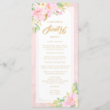 Sweet Sixteen Elegant Floral Waterverf Blush Pink