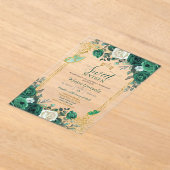 Sweet Sixteen Emerald Green & Gold Verjaardag Acryl Uitnodigingen (Laagn)