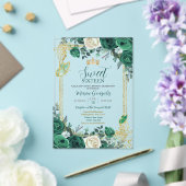 Sweet Sixteen Emerald Green & Gold Verjaardag Acryl Uitnodigingen (Insitu (Huwelijk))