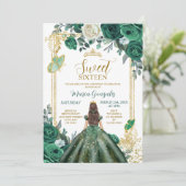 Sweet Sixteen Emerald Green & White Birthday Kaart (Staand voorkant)