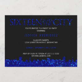 Sweet Sixteen en The City Sweet 16 Birthday BLUE Kaart