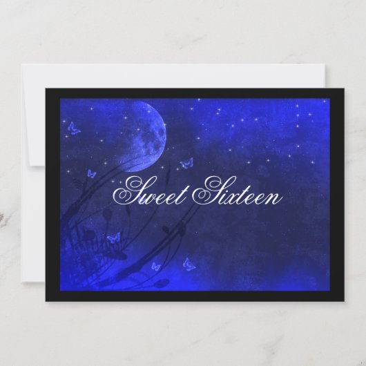 Sweet Sixteen, Enchanted Evening, Blue Invitations Kaart (Voorkant)