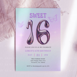 Sweet Sixteen Era Y2K Meisje 16e Verjaardagsfeestj Kaart