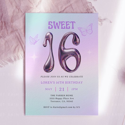 Sweet Sixteen Era Y2K Meisje 16e Verjaardagsfeestj Kaart