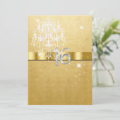 Sweet Sixteen, Faux Glitter, Gold, White, Custom Kaart (Staand voorkant)