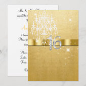 Sweet Sixteen, Faux Glitter, Gold, White, Custom Kaart (Voorkant / Achterkant)