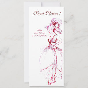 SWEET SIXTEEN FEEST, rood roze wit Kaart