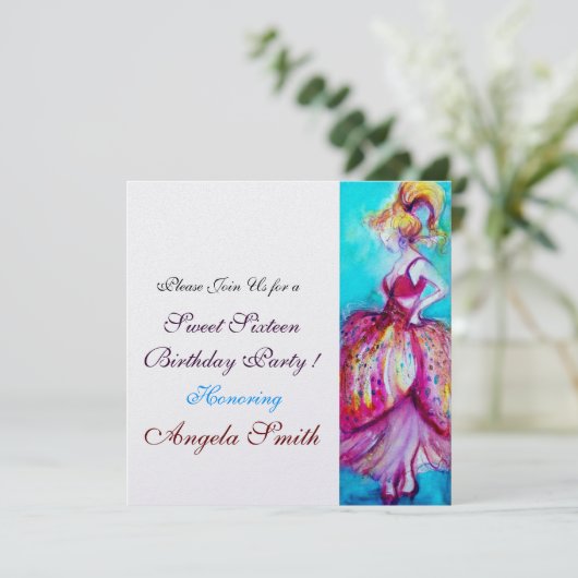 SWEET SIXTEEN FEEST roze blauw turquoise ijs Kaart (Staand voorkant)