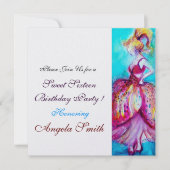 SWEET SIXTEEN FEEST roze blauw turquoise ijs Kaart (Voorkant)