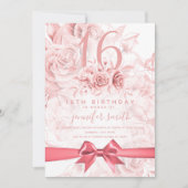 Sweet Sixteen Floral Girly Roos Gold & Blush Pink Kaart (Voorkant)