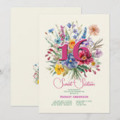 Sweet Sixteen Floral Kaart (Voorkant / Achterkant)