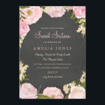 Sweet Sixteen Floral Roos Krans Krijtbord Uitnodig Kaart<br><div class="desc">Meer  bloemenzoete zestien uitnodigingen in de Little Bayleigh Store! Kunstwerk van: www.createthecut.com</div>
