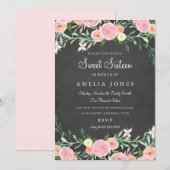 Sweet Sixteen Flower Chalkboard Pink Invite Kaart (Voorkant / Achterkant)