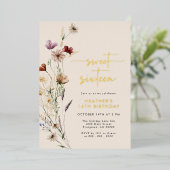 Sweet Sixteen Folie Invitation Folie Uitnodiging (Staand Voorkant)